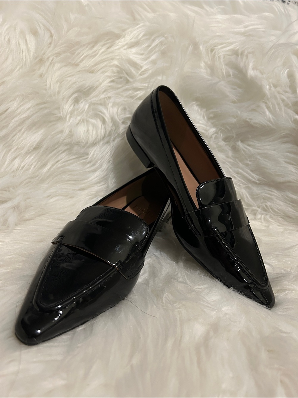 Paolo Black Patent Pointed-Toe Loafers